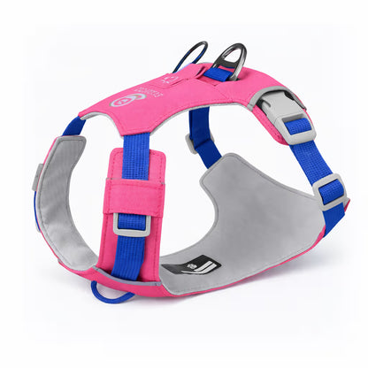 Pink rose padded harness with dual back rings and adjustable straps for small dogs