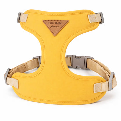 Yellow padded wrap harness with adjustable straps for small dogs