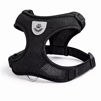 Black mesh vest harness with adjustable straps for small dogs