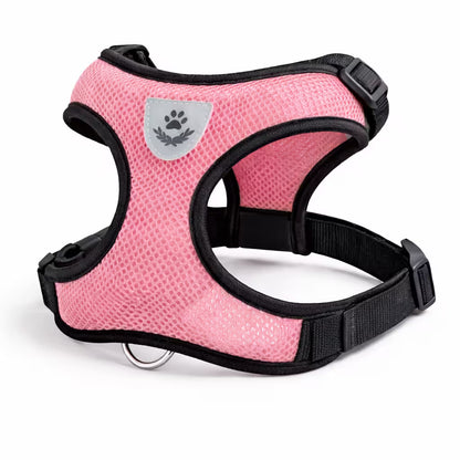 Pink mesh vest harness with adjustable straps for small dogs